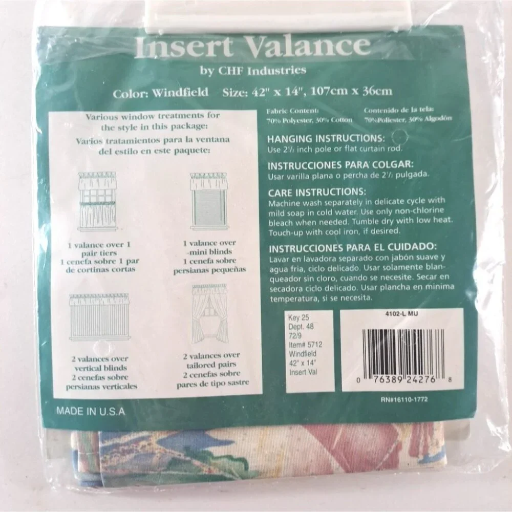 NEW Vintage Valance Pink Blue Pastel Abstract Watercolor Floral Cottage 42x14